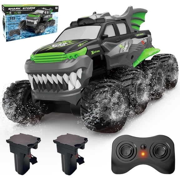 Amphibious Remote Control Car 8WD RC Monster Truck for Boys Age 8-12 Offroad Waterproof RC Pickup All Terrain RC Drift Cars Beach Pool Toys Gifts for Kids Green
