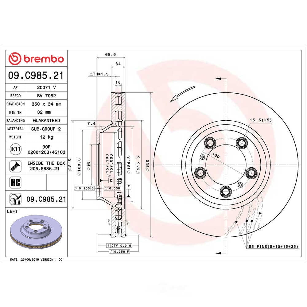 Brembo 09.C985.21 PRIME Disc Brake Rotor