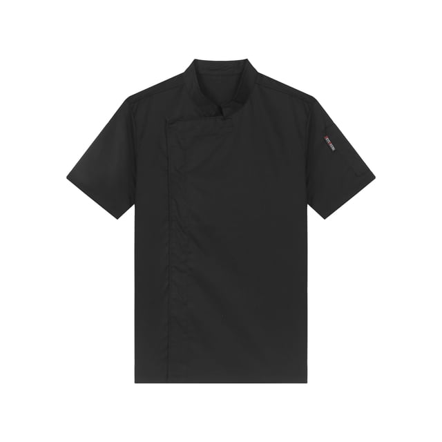 Manyakai Men's Unisex Short Sleeve Chef Jacket Stand Collar Chef Shirts Coat Press Buttons Uniform Black M
