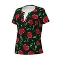 thumbnail image 2 of Naloa Cherry Print T-Shirts Short Sleeve V Neck Tees for Women Fashion Tops Trendy Lightweight Soft Casual Summer Outfits Clothes, 2 of 5