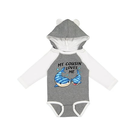 

Inktastic My Cousin Loves Me- whale shark Gift Baby Boy or Baby Girl Long Sleeve Bodysuit