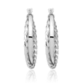thumbnail image 3 of 14K Solid White Gold Round Medium Hoop Earrings, 3 of 10