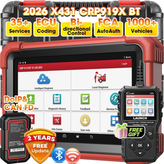 LAUNCH X431 CRP919X BT Elite Car Diagnostic OBD2 Scanner, All System Scan with DBScar VII 31  Services CANFD DoIP, 2 Years Free Update