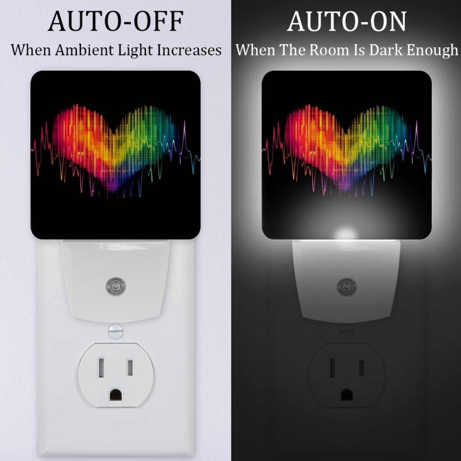 PhooArto Rainbow Lover Heart Plug in LED Night Light Auto Sensor Dusk to Dawn Decorative Night for Bedroom, Bathroom, Kitchen, Hallway, Stairs, Baby's Room, Energy Saving