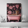 thumbnail image 2 of Mudket Framed Leopard in Pink Bathtub Canvas Wall Art, Floral Bathroom Wall Decor, Cute Trendy Art Ready to Hang - 12"L x 8"W, 2 of 10