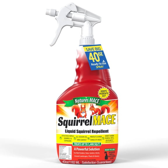 Nature's MACE Squirrel Repellent 40oz Spray, Treats up to 1,400 Sq.ft