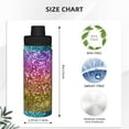thumbnail image 3 of Daiia Glitter Rainbow Printed 18 OZ Sports Insulated Kettle Drinking Cup Water Bottle Stainless Steel Kettle Portable Cup For Gym, 3 of 7