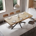 thumbnail image 2 of Table à Manger Rétro Rectangulaire Extensible de 55,11 Pouces à 70,86 Pouces avec Rangement Caché, Dessus Naturel avec Plaque Centrale Embossée de la Même Couleur, pour Salle à Manger, Cuisine et Salon, 2 of 13
