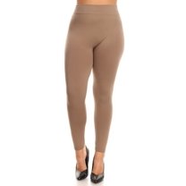 K-Cliffs Women's Plus Size Solid Color Seamless Fleece Lined Leggings, Khaki
