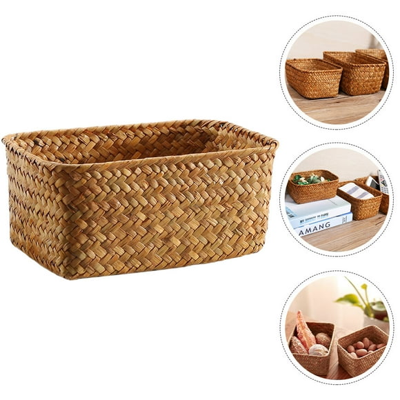 Minkissy Seagrass Baskets Simple Design Storage Organizing 1Pack