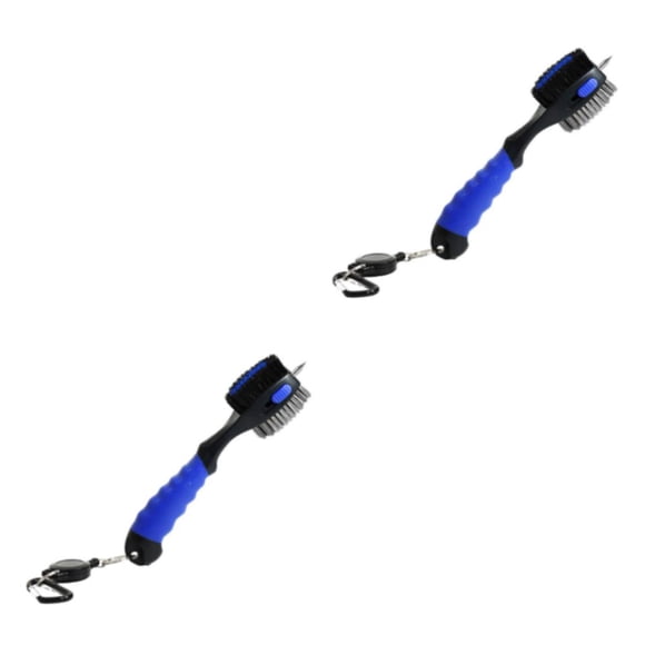 Naiovety Limpiador de palos de golf cepillo profesional 2 caras cuña bola ranura limpieza gran tamaño retráctil cómodo agarre azul Azul 2Conjunto