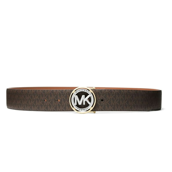 Michael Kors Women's Reversible Logo and Leather Waist Belt (Brown / Luggage), Medium
