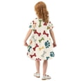 thumbnail image 4 of Paw Prints Bones Pattern Girls Short Sleeve Dress A Line Sun Protection Breathable Comfort Sundress 3T, 4 of 8