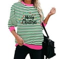 thumbnail image 4 of FDGIU Women's Oversized Striped Christmas Sweatshirt - Merry Xmas Crewneck Long Sleeve Loose Fit Holiday Outfit, 4 of 5
