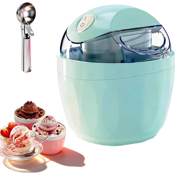 Small Home Mini Ice Cream Maker, 17oz Electric Quick 15-Minute Personal Mini Ice Cream Maker Machine with One-Touch Control for Homemade Frozen Yogurt, Gelato & Sorbet for Family (Green)