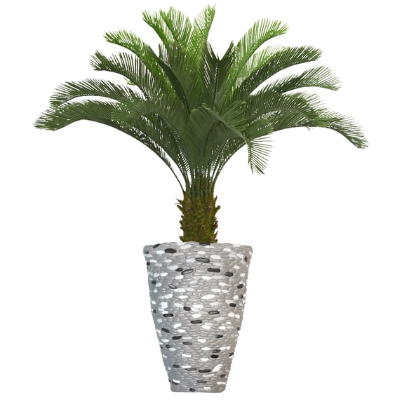Vintage Home Artificial Real Touch 5.08 Feet Palm Tree With Fiberstone Planter