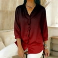 thumbnail image 5 of Ounisa 3/4 Length Sleeve Womens Tops Ruffle V Neck Cotton Linen Shirts Trendy Button Up Summer Tops Elbow Sleeve Tunic Blouse, 5 of 5