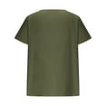thumbnail image 5 of Olyvenn Cotton Linen T-Shirts for Women Summer Tops - Loose Short Sleeve Crew Neck Basic Casual Business Work Office Blouse Army Green L, 5 of 6