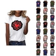 thumbnail image 1 of T-shirts de la Saint-Valentin pour Femmes 2026 Mode Manches Courtes Col Rond Cœur Graphique, 1 of 4