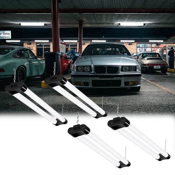 Hlite 4-Pack 2FT Linkable LED Shop Light, 22W 2500LM Super Bright 5000K Daylight, 260° Beam Angle, ETL Listed for Garage Workbench, Black