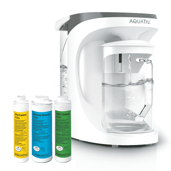 AquaTru Carafe Countertop Glass Water Purifier, 64 Fl Oz