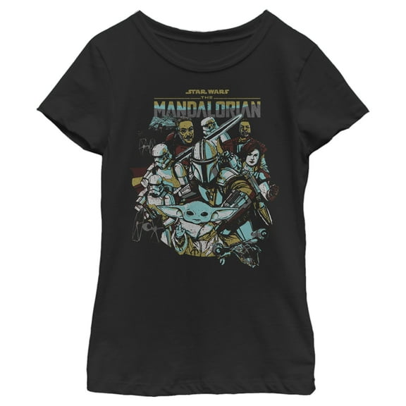 Girl's Star Wars: The Mandalorian Protect The Child Graphic Tee Black Small