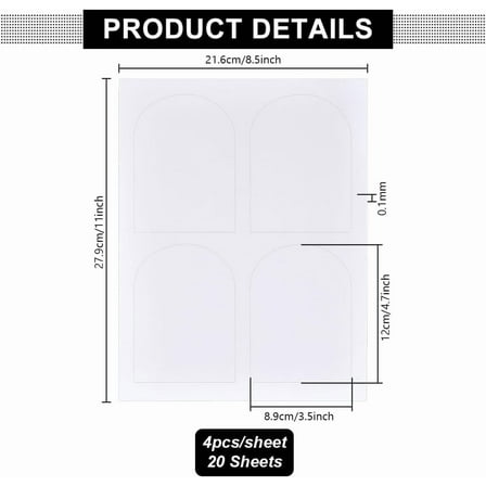 80pcs Arched Wine Bottle Labels Stickers Printable Glass Bottle Label for Lazer Printer Waterproof Label Blank Wine Labels for Chateau Home Wine Collection 4.7x3.5 Inch