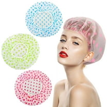 Shower Caps 6 Packs, Waterproof Shower Cap for Women Reusable Shower Hat Bath Caps with Elastic Band, Large Plastic Long Hair Environmental Protection Hats for Ladies Girls Kids Spa Salon