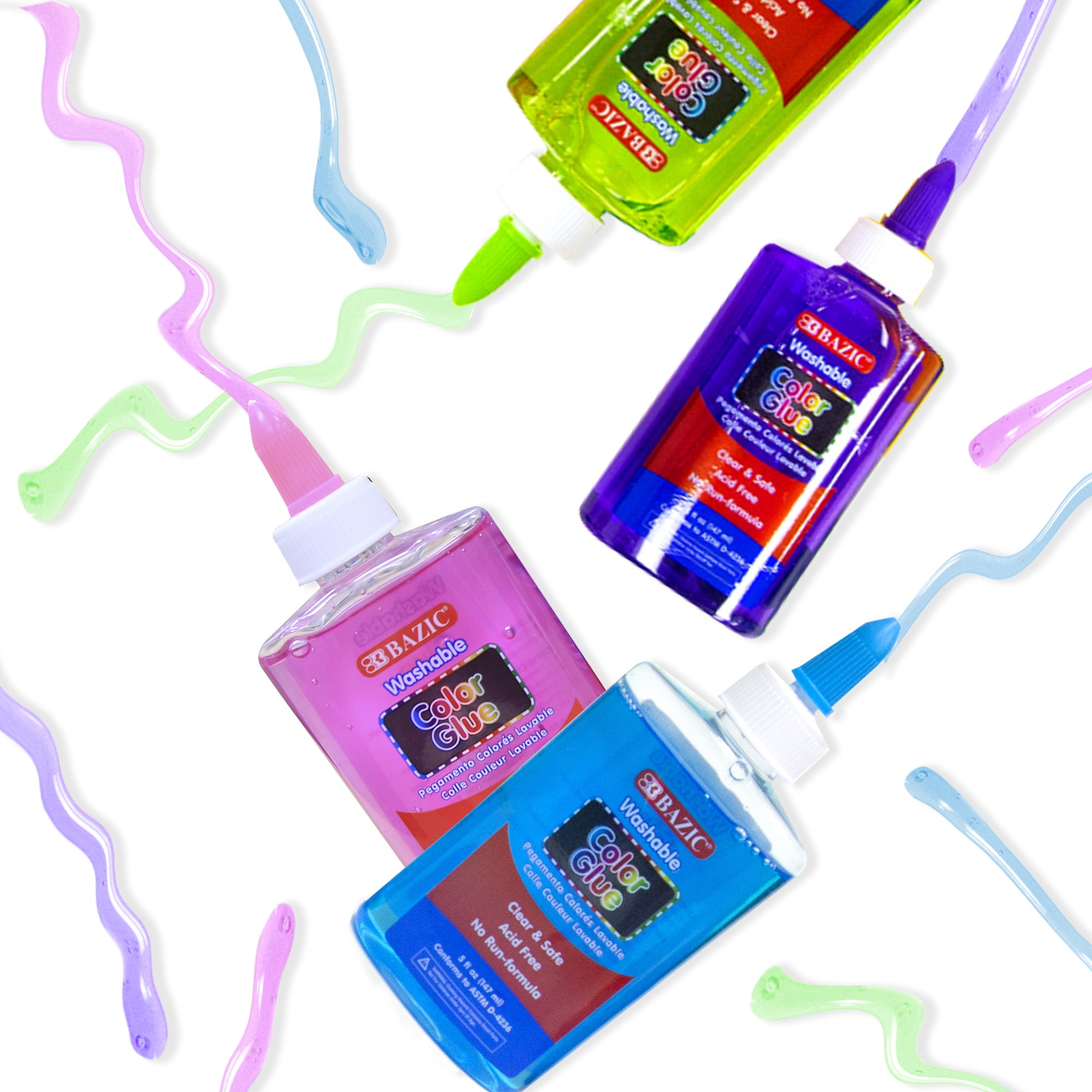 BAZIC Washable Clear School Glue 5 Oz Liquid Clear Glues Making Slime, 24-Pack