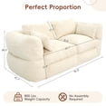 thumbnail image 3 of ANPOO 81.3" Boneless Loveseat Sofa Cloud Couch with Deep Seat, Modern Oversized Velvet Compressed Sofa Couch with 4 Pillows & Side Pockets, Upholstered Boneless Couches for Living Room, Beige, 3 of 10