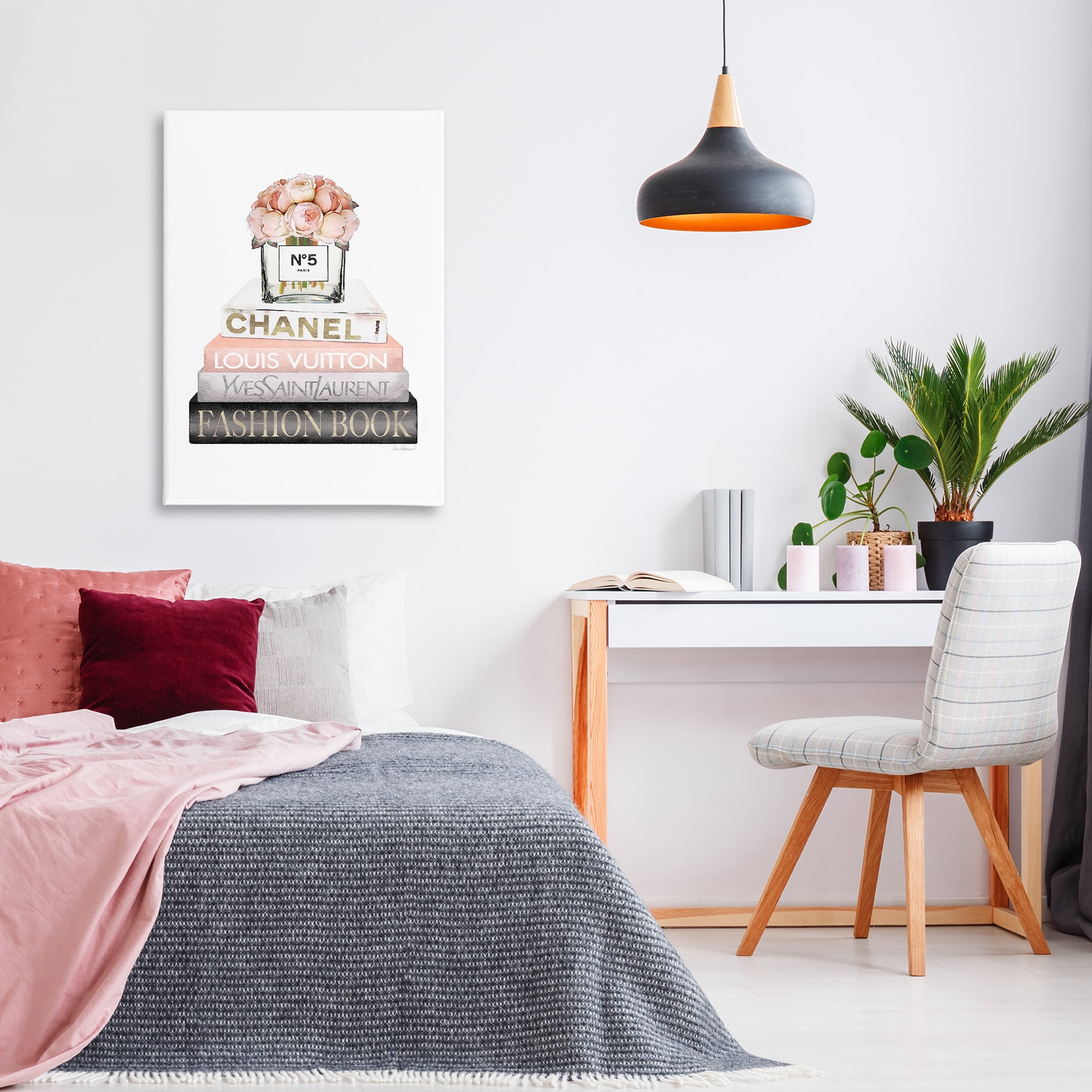 Stupell Industries Fashion Bookstack Peonies Botanical & Floral Painting Gallery Wrapped Canvas Art Print Wall Art, 24 x 36