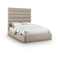 Meridian Furniture Adam Beige Chenille Fabric Queen Bed