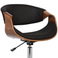 thumbnail image 6 of Armen Living Geneva Mid-Century Office Chair in Chrome finish with Black Faux Leather and Walnut Veneer Arms, 6 of 7