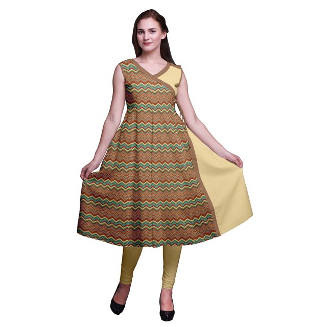 Bimba Kurtas pour Femmes Ethniques Imprimées Style Angrakha Hauts d'Été pour Femmes
