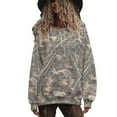 thumbnail image 7 of Women's Camo Sweatshirts Long Sleeve Maple Leaf Pullover Sweatshirt Trendy Fashion Crewneck Shirts Fall Tops, 3XL Gray, 7 of 7