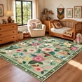 thumbnail image 3 of NewBuros 5'x7' Area Rug, Boho Floral Washable Rug, Non Slip Stain Resistant Soft Low Pile Rug for Living Room, Bedroom, Dining Room & Office, Light Green, 3 of 11