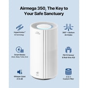 COWAY Air Purifiers for Large Room Whole Home Up to 2,640 ft², True HEPA Filter for Smoke, Allergies, Pet Dander, Odor, PM 10 AQI, Turbo Eco Mode, Timer, Energy Star, Airmega 350 White