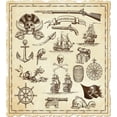 thumbnail image 3 of Ambesonne Nautical Duvet Cover Sets, Pirate Map Along Skull, 2-King, Beige and Brown, 3 of 7