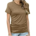 thumbnail image 1 of AherBiu Hauts à Manches Courtes pour Femmes Col Rond Froncé Confortable Basique Été Décontracté Haut Ample T-Shirts, 1 of 7
