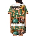 thumbnail image 6 of Daiia Happy Fall Y'All Pattern Womens Pajama Sets Short Sleeve Pajamas for Women Sets Soft Lounge Sets Casual Round Neck Sleepwear PJS-X-Large, 6 of 7