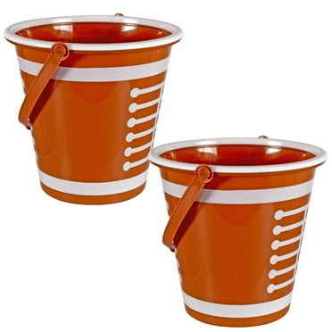 Football Design Bucket Sports Theme Basket for Home Kitchen Party Favor Treats Candies Egg Hunt Goodie Storage Container Empty Filler Easter Birthday Gift Decoration Set Supplies - 2 Count