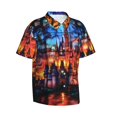 thumbnail image 2 of Balery Magical Stained Glass Castle Print Men's Hawaiian Shirts Short Sleeve Beach Shirt Relaxed Fit Vacation Button Down Shirts-X-Large, 2 of 9