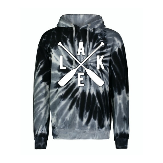 Wild Bobby, Lake Cross Paddles, Unisex Graphic Hoodie Sweatshirt, Spiral Black, Large