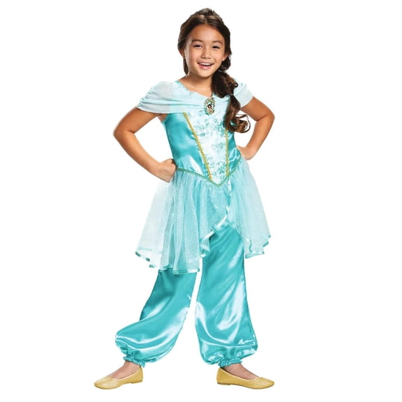 Disney's Aladdin Girls' Classic Jasmine Jumpsuit Costume - Size 7-8 - Blue