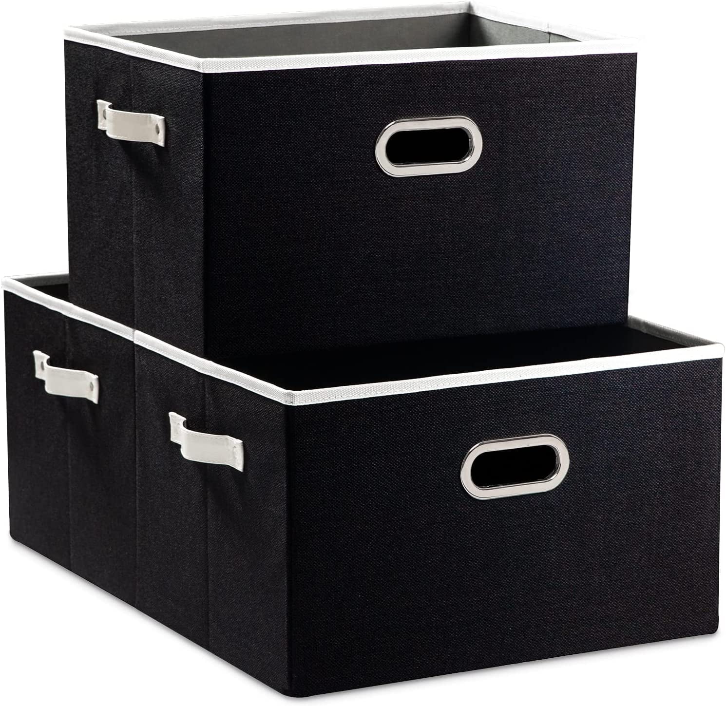 Larger Collapsible Storage Bins for Closet [3Pack] Decorative Linen