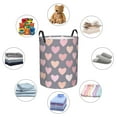 thumbnail image 3 of DouZhe Paniers à Linge Imperméables Pliables Grands, Cœurs Mignons Imprimés Roses de la Saint-Valentin Panier Circulaire avec Poignées, 3 of 6