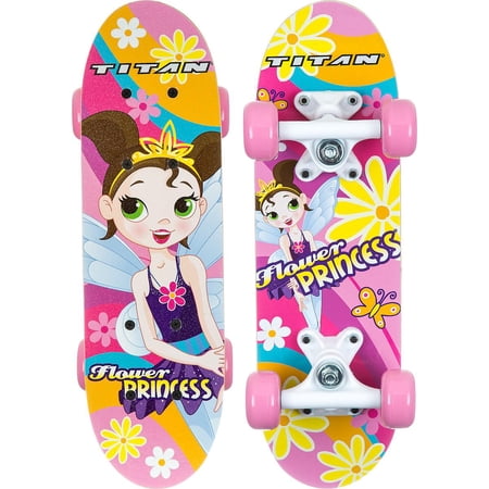Titan Flower Princess Complete Skateboard for Girls 5 year and more 17-Inch Pink