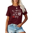 thumbnail image 4 of Hauts à Manches Courtes pour Femmes T-Shirt Décontracté à Col Rond Imprimé Ample Blouse Aguichant pour Femmes, 4 of 6