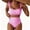 Pink, variant on Women's Tie Shoulder Bikini Sets 2 Piece Striped Swimsuits High Waisted Bathing Suits(Pink,L)