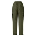 thumbnail image 5 of pstuiky Cargo Pants Women Baggy, Solid Color Loose Long Straight Leg High Waisted Trousers Fashion Workout Clothes Army Green L, 5 of 6